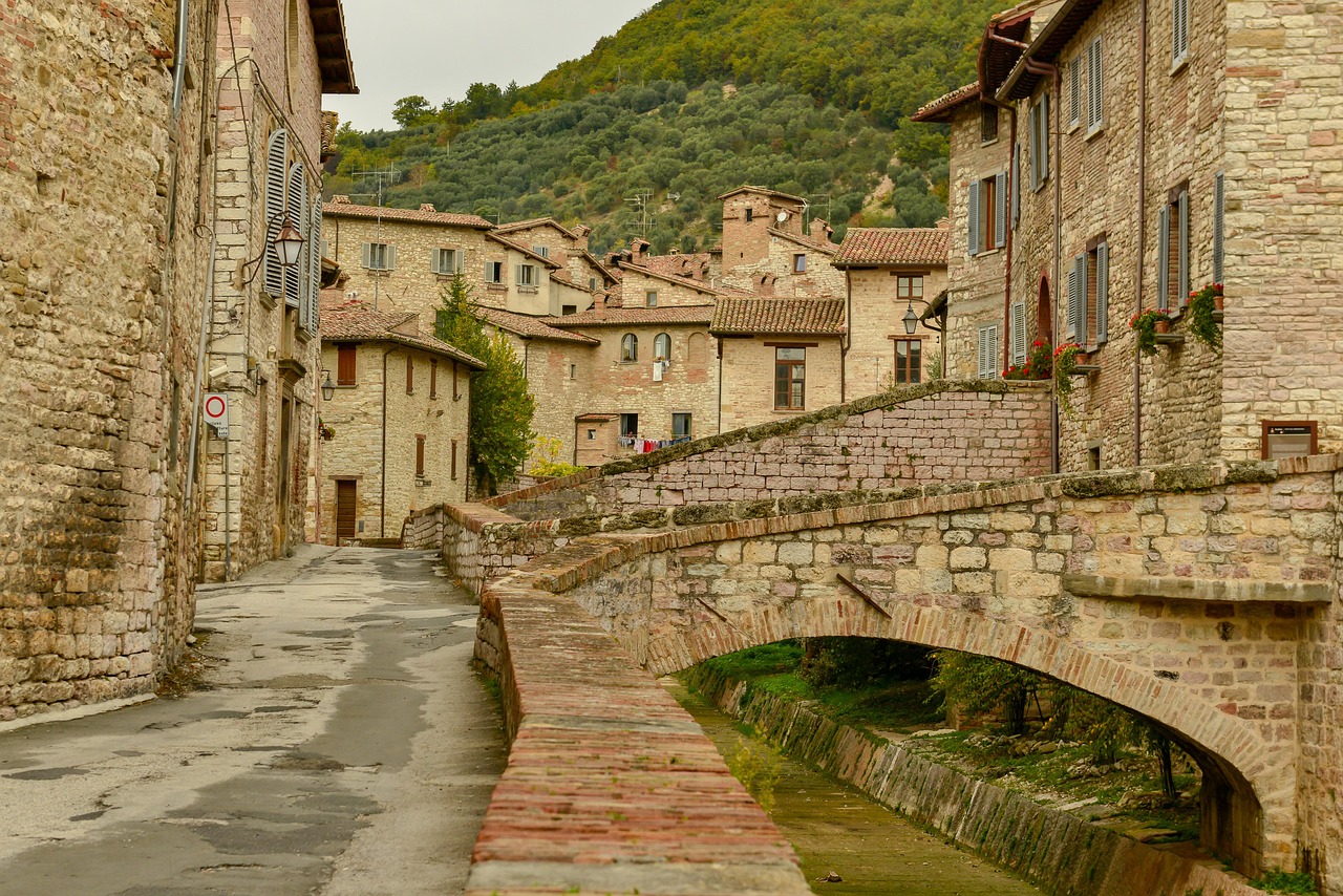 Vista panoramica del borgo di Dozza, con murales artistici e vigneti circostanti.