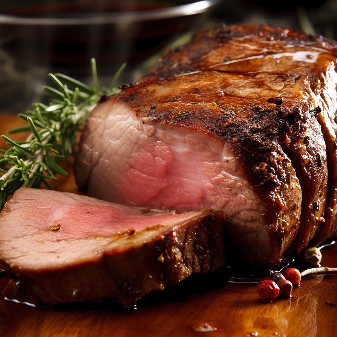 Immagine di un arrosto succulento con contorni, pronto per essere servito.